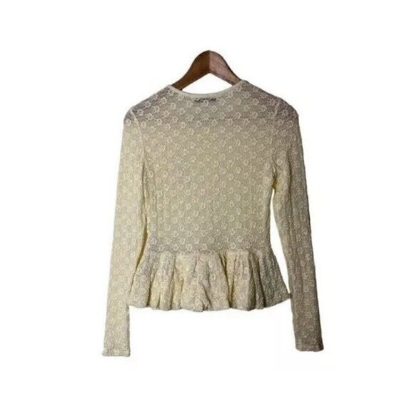 NWT Rebecca Taylor Cream Lace-Detail Peplum Top XS - Picture 4 of 7